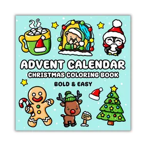"Advent Calendar Christmas Coloring Book for Kids: 25 Bold & Easy Designs christmas easy illustration winter season Adorable Animals easy coloring