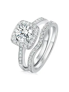 Women's S925 Silver Color Engagement Ring Set, Zircon Inlay Design, Perfect for Wedding Anniversary Gift, Elegant Jewelry Accessory