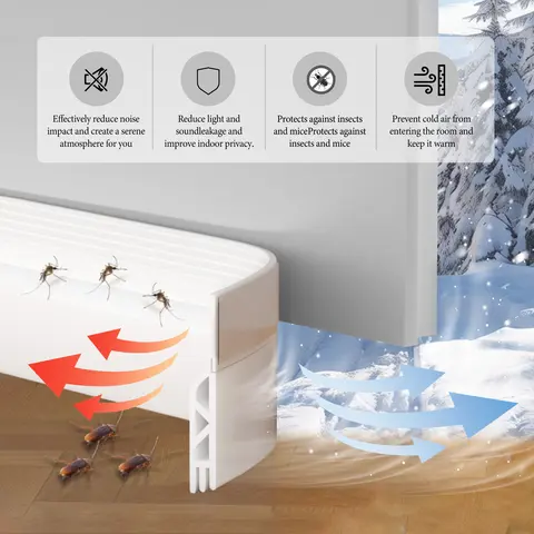 Pure Silicone Under Door Draft Stopper - Cut-to-Fit Door Bottom Seal Strip, Easy-Install Weather Stripping, Dust Sealer, Soundproof Gap Filler, Energy-Saving Heat/AC Saver, Pest Stopper, Floor-Safe Adhesive, Keeps Dust Out, Reliable After-Sales Support