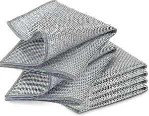 10 Counts Dishwashing Rags，Multipurpose Non-Scratch Wire Dishcloths for Wet and Dry Use, Reusable Wire Cleaning Cloths for Kitchen, Sinks, and Pans Washable and More
