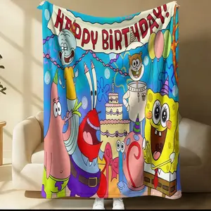 SpongeBob SquarePants printed pattern blanket, suitable for all seasons, suitable for beds, sofas, cars, room decorations, and gifts, suitable for children or adults