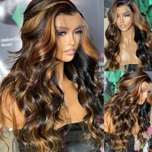 13x4 Ombre Lace Front Wigs Human Hair 180 Density 1B/30 Highlight Ombre 13x4 HD Transparent Lace Front Wigs Human Hair Colored Balayage Wig Body Wave Human Hair Wigs for Women