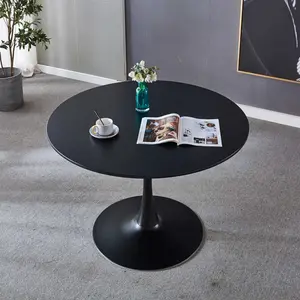 【GOOGREAT】42.1"Black Tulip Table Mid-century Dining Table for 4-6 people With Round Mdf Table Top, Pedestal Dining Table, End Table Leisure Coffee Table