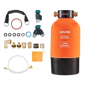VEVOR RV Water Softener, 12,000 Grain, Portable Water Softener System with NPT 3/4" Fittings, Food-Grade Resin, Quick Connect, Convenient for RVs, Trailers, Boats, Mobile Car Washing, Pressure Washin