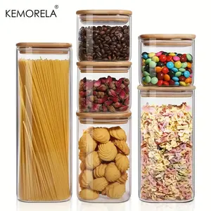1PCS Square Glass Storage Containers with Lids - BPA-Free Airtight Canisters Dishwasher Safe Clear Food Jars for Pantry & Coffee