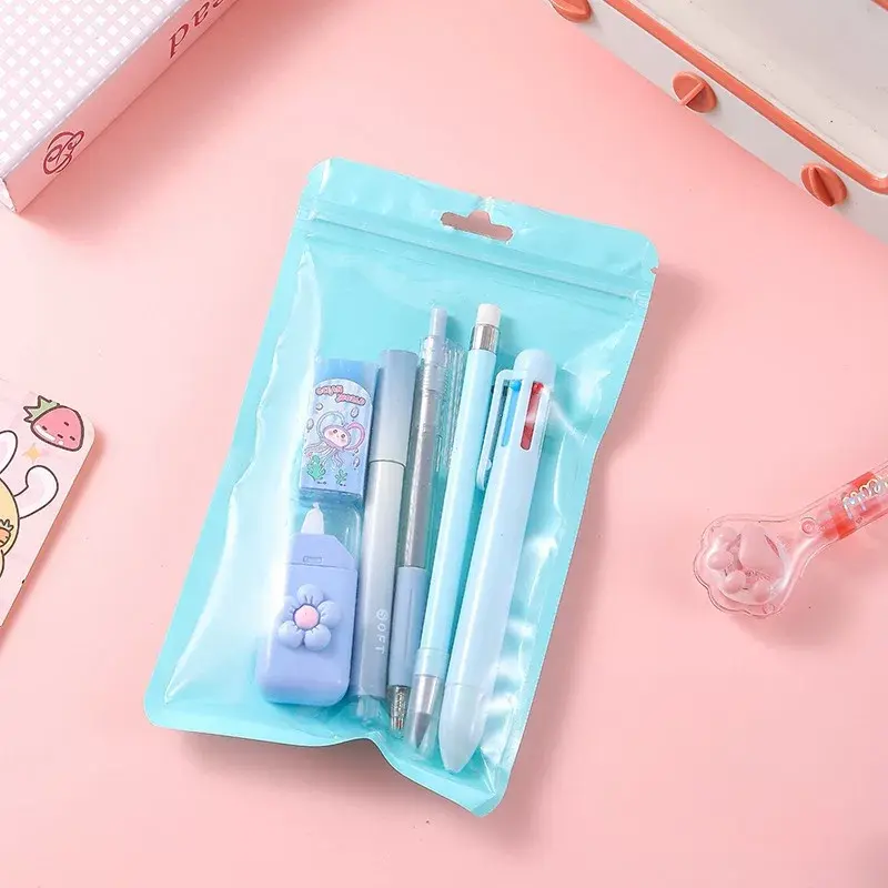 7-in-1 Office Stationery Set - Eternal No-Sharpening Pencil, 6-Color Pen, Correction Tape, Eraser, Highlighter, Mini Craft Knife, Retractable Gel Pen - Cute Supplies for Students, Back-to-School Essential, Back to a School Shopping Item, Back To School Ha