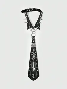 Punk Rivet Zipper Metal Guitar Tie, Unisex Hip-Hop Accessory, Unique Personality Style Jewelry, Streetwear Fashion