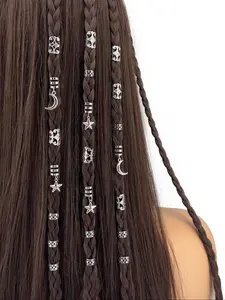 35pcs Stars and Moon Combo Dreadlock Hair Beads, Jewelry Hair Rings Accessories Gifts for Girls and Women, Dating Parties