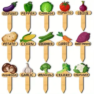 15pcs/set of wooden plant label tags - 15 styles, suitable for labeling potted plants, reusable, perfect outdoor and indoor patio supplies, unique gift idea