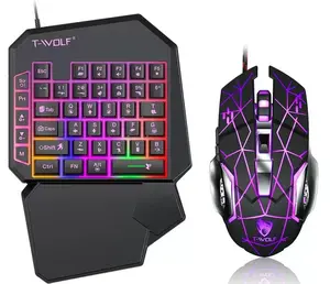 [Gaming Keyboard & Mouse] One-Handed Keyboard And Mouse Wired Colorful Luminous Gaming Keyboard And Mouse Suitable Mobile Phone Use Gaming One-Handed Keyboard Set Of Keyboard And Mouse