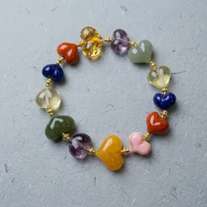 Rainbow 'Nine Hearts' Gemstone Bracelet