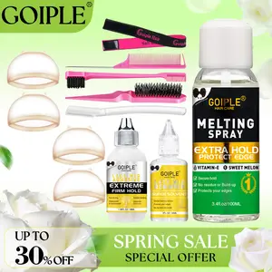 【Spring Glow-Up】Lace Melting and Holding Spray for Wigs - Strong Adhesive for a Natural Finish, Includes Wig Glue, Wig Band, and HD Wig Cap Protect Skin Drying Time
