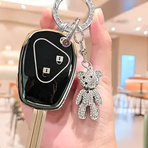 Renault Car Key Set with Water Drill Bear Keychain, Anti-Drop Key Case, Protect Your Car Keys, Fits Megane Modus Espace Laguna Duster Logan Dacia