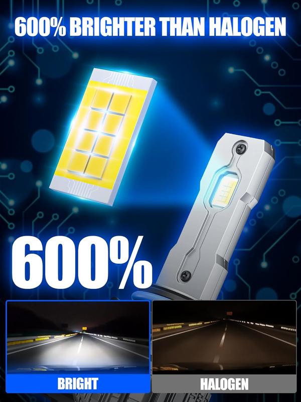 FTEVAR H11/H8/H9 9005/HB3 LED Bulbs 30000LM 900% Ultra-Bright Real 1:1 Mini Size 6000K White 50000Hrs Long Life with Cooling Fan, 9005 H11 Fog Light low beam Kits Plug and Play