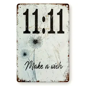 [Rustic Metal Sign] Rustic 1Pc Metal Tinplate Sign - Make A Wish Vintage-Inspired Wall Decor, Durable, 8*12 inch Retro Poster, Distressed Dandelion Design, Perfect For Home, Bar, Man Cave, Garage Decoration
