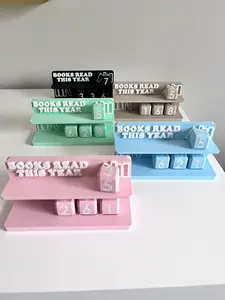 Books Read This Year Counter - 3D Printed Tactile Reading Tracker with 4 Dice for Annual Goals - Stylish & Practical Book Lover Accessory