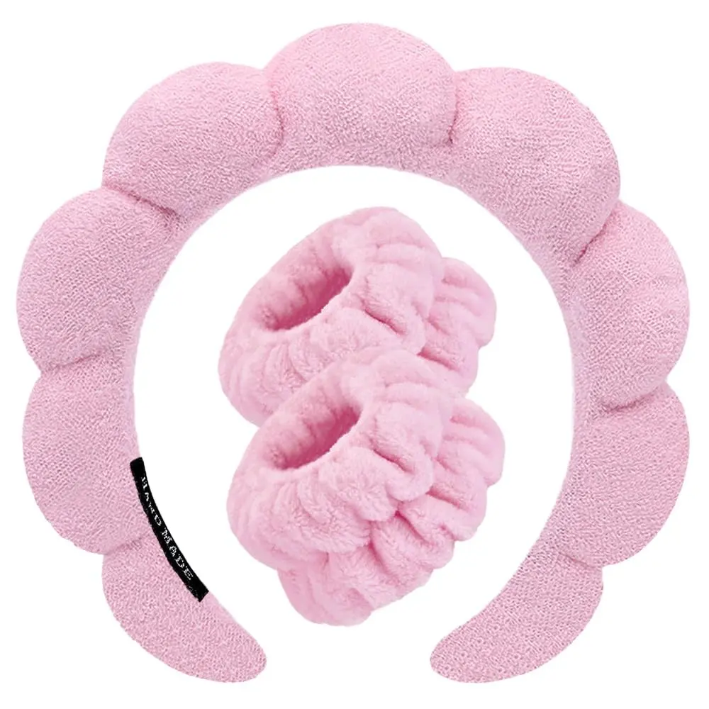 Women's Thick Plush Headband Set, Non-Slip Hair Accessory, Sponge Makeup & Skincare Band, Soft Towel Fabric, Self-Care Beauty Tools