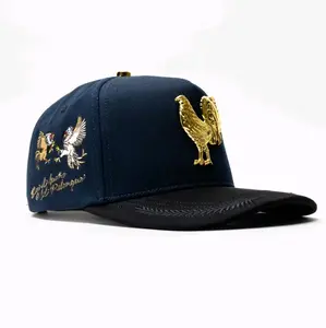 Gallero Rooster BiggBoss Navy Blue and Golden Hat