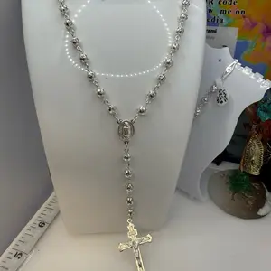 925 sterling silver rosary 26” high quality solid Mexican silver 5mm)) Rosario de plata Mexicana Alta calidad 26” pulgadas de largo solido