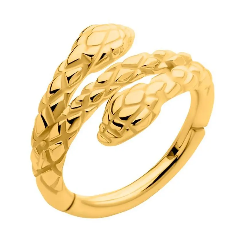 16g Ouroboros Twisted Snake Hinged Segmented Hoop Ring - Hoop Shape Serpentine Coil Ring, 5/16" (8mm) Gold PVD-Coated Stainless Steel Easy Insertion Fashion Costume Jewelry Accessory