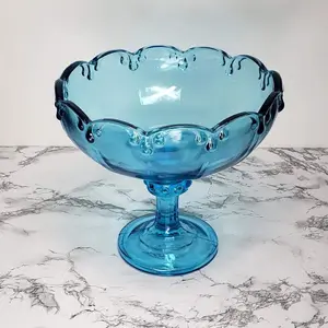 Indiana Teardrop Compote Ice Blue Vintage