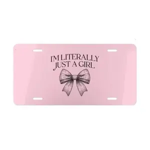 Girly License Plate, Pink Vanity License Plate, Bow Front License Plate, Coquette Car Decor, Cute Car Accessories, Womens Car Decor, Car Tag Truck Vehicle