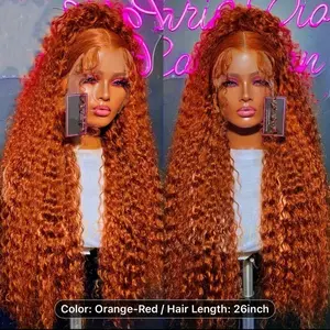 Orange Ginger Lace Front Wig - 13x4 Deep Wave - Glueless - Natural Colorful - 26 Inch - For Women straight human hair wig