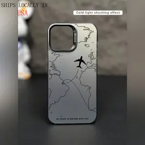 Laser Airplane Design TPU Case for Iphone - Durable Case with "My Heart Beats with You" Quote Protection Wireless