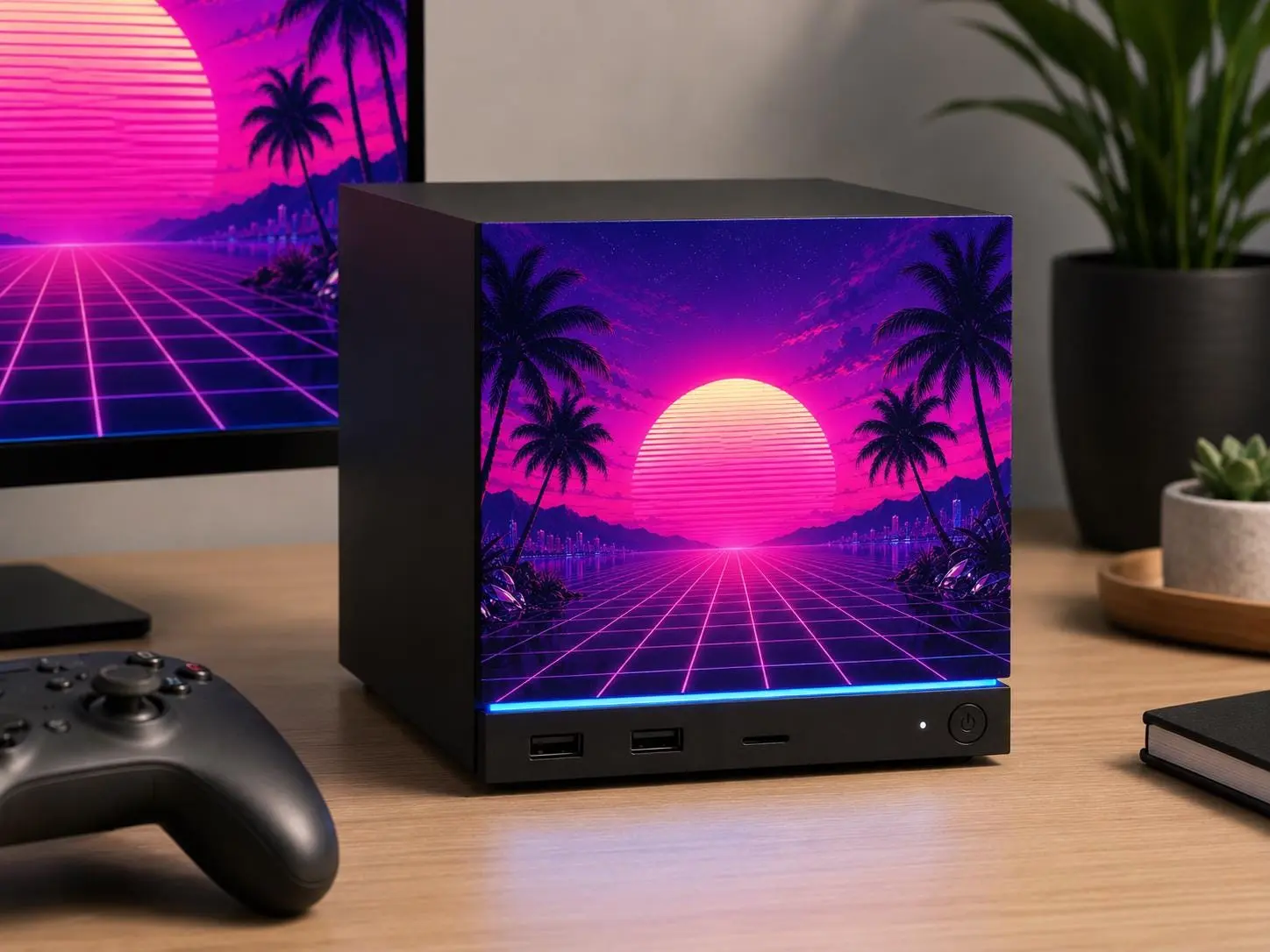 Synthwave Sunset Steam Machine Faceplate