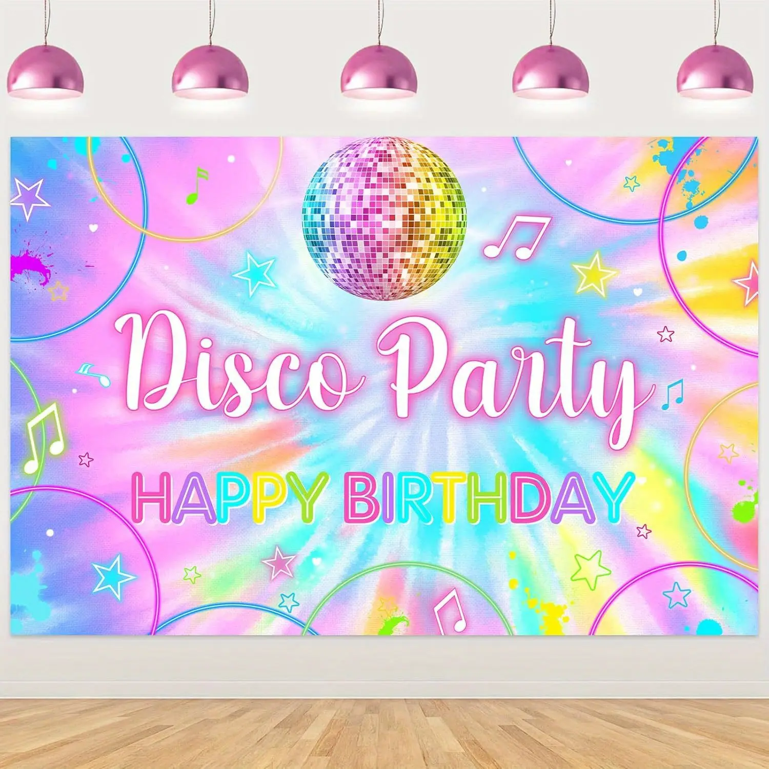 1 Set Tie Dye Disco Birthday Party Decorations Tie Dye Disco Birthday Banner Backdrop Glow Tie Dye Dance Party Supplies for Disco Theme Birthday Supplies