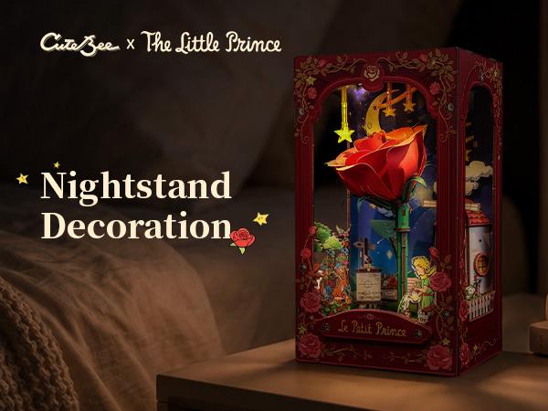CUTEBEE x The Little Prince Unisex DIY Book Nook Kit - My One and Only Rose, Miniature Bookshelf Insert, Home/House Decor, Whimsical Room Decor Gift for Adults, Whimsical Home Decor
