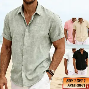 Men’s Linen Shirt  Casual Loose Fit Summer Tee