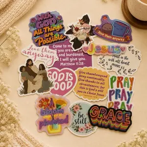 Christian Bible Verse Sticker Pack (stickers will be picked at random) – Faith Inspired Waterproof Stickers for Bible Journaling, Water Bottles, Laptops & Gifts (5 Pack)