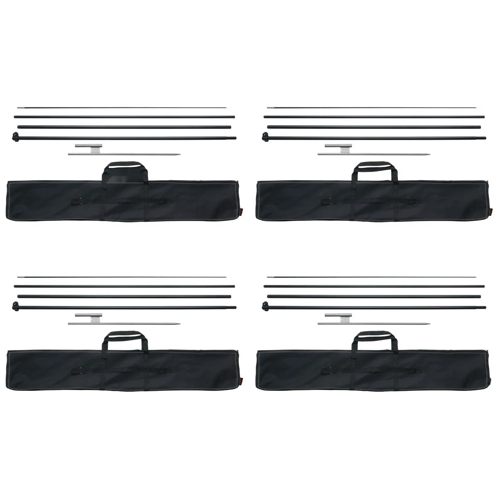 Feather Flag Pole Kit 4 Packs Swooper Flag Poles 16.3 Ft With Ground Stakes Outdoor Advertising Flag Stand System With Durable Aluminum Poles Weather Resistant Easy Assembly Includes Carry Bag