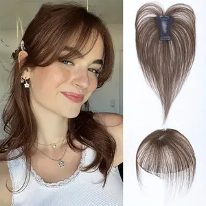 Wholesale Hot New Women's Natural Look Hair Topper - Lightweight Brown Hairpiece for Bald Spots, Hair Loss, or Volume - Seamless Attachment with Clips - Suitfor All Light Beige Tones - Elegant Everyday & Special Occasion Hairstyle, Hair Accessories, Natur