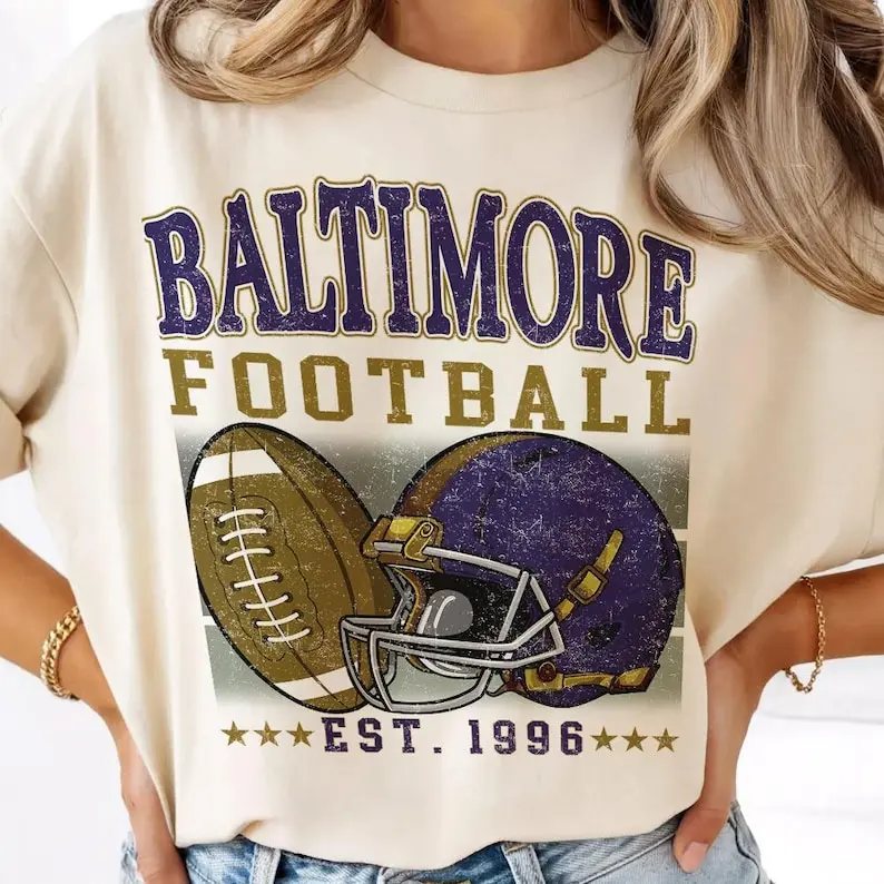 Vintage 90s Baltimore Football Comfort Colors Shirt, Baltimore Football Sweatshirt, Game Day Football Shirt