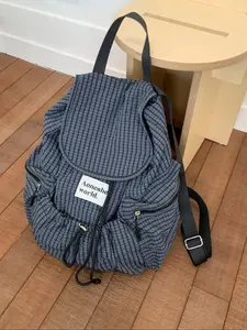 Checkered Design Multi-Functional Nylon Backpack, Large Capacity with Multiple Compartments, Durable and Stylish, Ideal for Daily Use