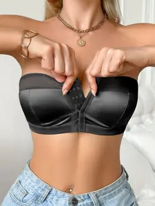 Sequin Bralette with Buckle Closure, Strapless Patchwork Design, Max Support, All-Season Comfort, Perfect for Weddings & Parties