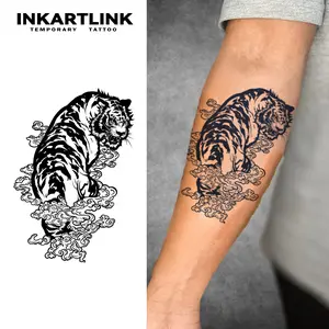 INKARTLINK Tattoo Tech,2 Sheets Extra-Large Semi Permanent Tattoo,Adult Art Design Temporary Tattoos, Lasts 1-2 Weeks, Waterproof, Realistic look, No Adhesive, No reflection (Tiger Design)
