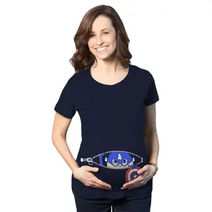 Maternity Peeking Captain Baby Funny Pregnancy Announcement Pregnant T shirt Funny Graphic Maternity Tee Cute Pregnancy Tees With Plus Sizes Pregnant Funny Maternity Short Sleeve Maternity Shirts Navy