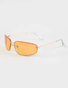 RSQ  Womens Wrap Metal Rimless Sunglasses, Orange