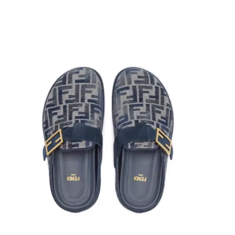 Fendi Feel Denim Print Mules Size 40