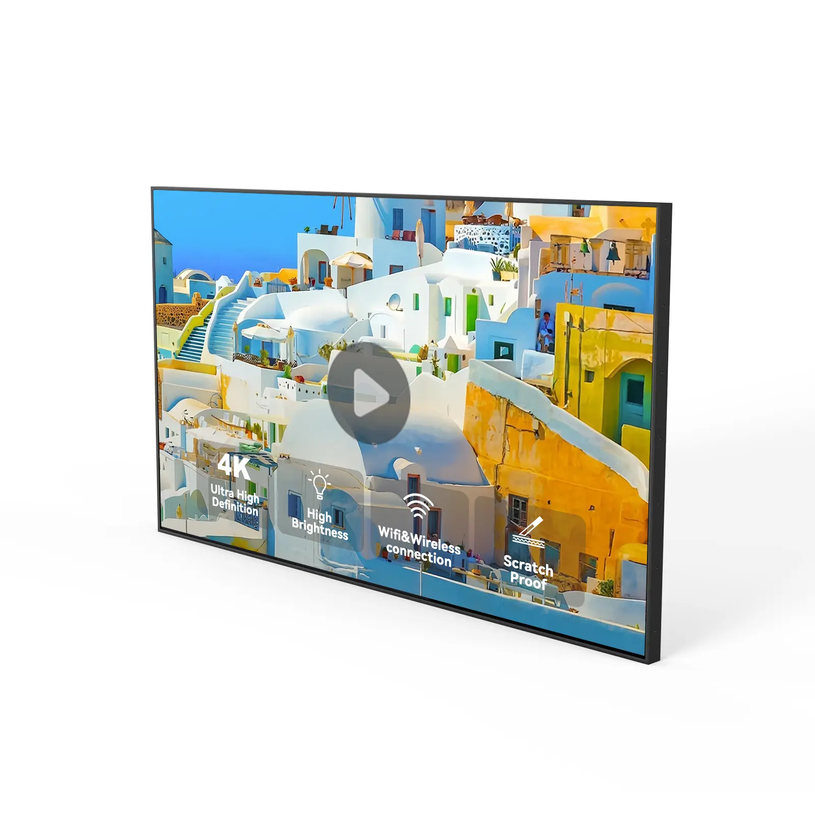 Canlarriz 85-inch Semi-Outdoor 4K UHD Smart TV, 2500 Nits High Brightness, Anti-Glare Display, Commercial-Grade for Patios, Cafés, Restaurants, and Retail Spaces