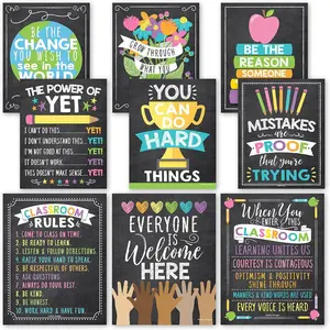 9pcs Frameless Classroom Poster Set, Mental Health & Stress Relief, Educational Decor, Teacher's Choice, Classroom Corner Posters