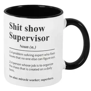 11oz Ceramic Coffee Mug,Sh*T Show Supervisor Mug, Gift for Boss, Team Manager Gift, Director Gift, Boss Appreciation Gift,  Summer and Winter Beverage Container, Home Kitchen Supplies Drinkware Cup Tumbler iced coffee cups matcha kit set