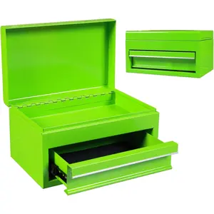 10" Mini Portable Steel Tool Box with drawer,Small Metal Tool Chest for Garage,Home or Workbench