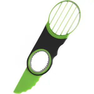 Generic Stainless Steel Avocado Slicer, Corer, and Paring Knife Combo: 3-in-1 Tool - Dishwasher Safe & Heavy Duty, Small, Green