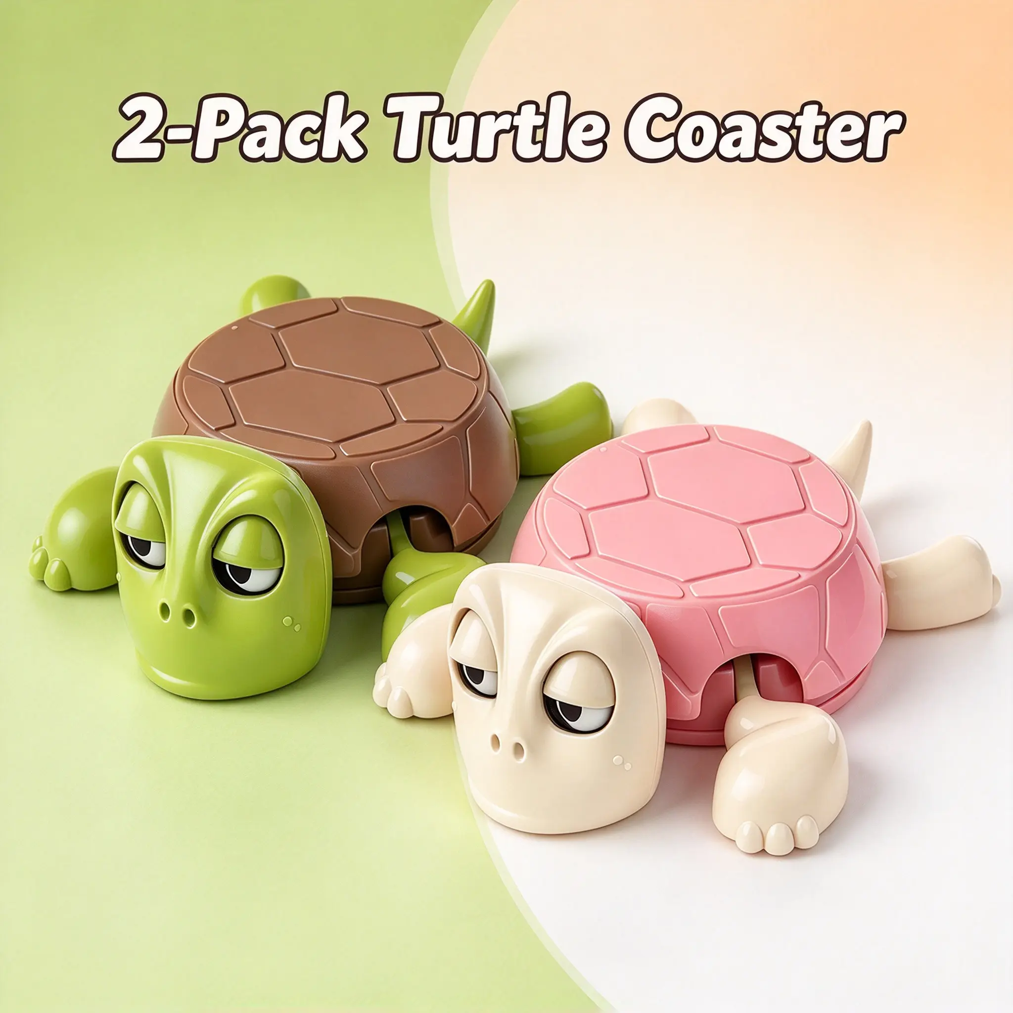 2-Pack Funny Turtle Tableware Coasters - Gravity Sensing Coffee/Tea Cup Holders, Cute Novelty Set for Home/Office Desk Decor