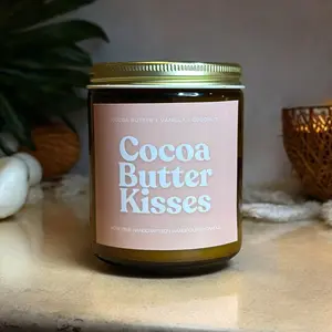 Cocoa Butter Kisses - Cocoa Butter, Vanilla, Sandalwood, Coconut Scented Candle, 8oz