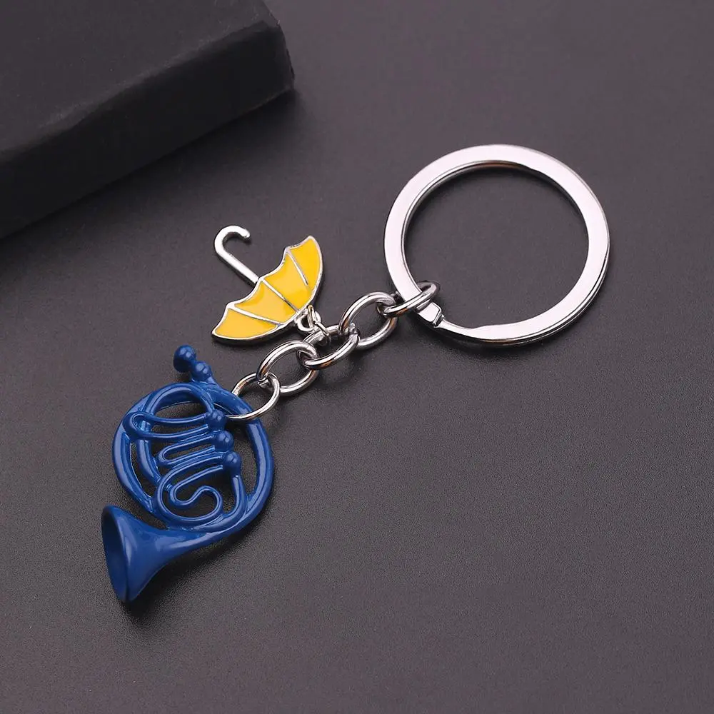 HIMYM Themed Alloy Keychain Pendant - 1pc Yellow Umbrella & Blue French Horn Casual Accessory for Men, Fashion Retail Costume Jewelry Keychain